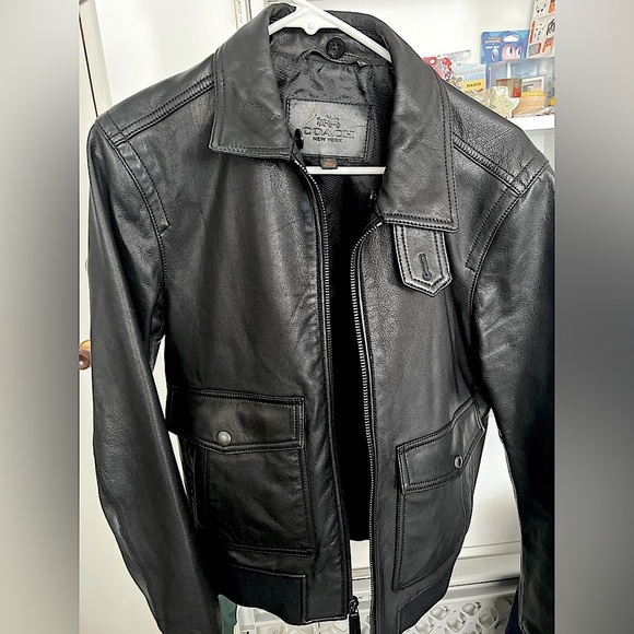 COACH Men’s Goat Leather Moto Jacket - Picture 2 of 12